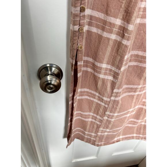 Free People Endless Summer Life Like This Plaid Strapless Midi Dress Brown Large - Picture 10 of 14